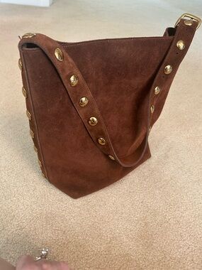 NWT Madewell chocolate brown suede tote